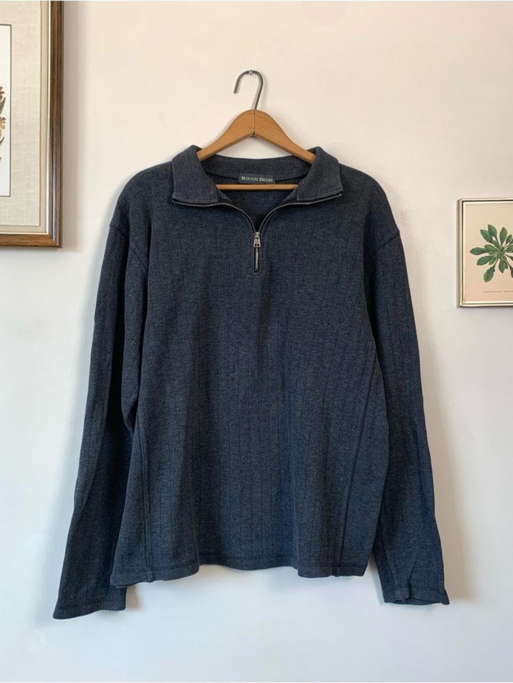 Rough Dress Charcoal Grey 3/4 Zip Long Sleeve